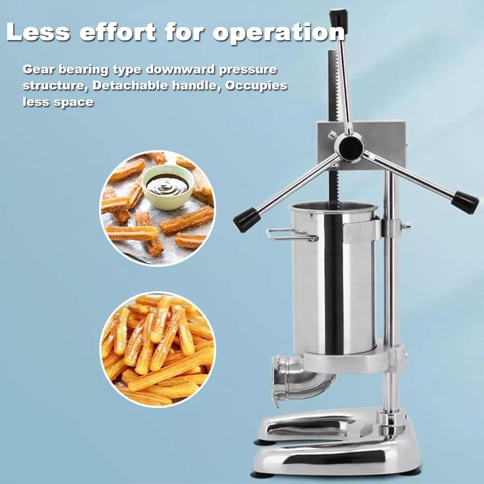 Máquina para Hacer Churros Manual,Máquina para Hacer Churros De Donuts Españoles Comerciales 2L/3L con 5 Moldes,Máquina para Hacer Churros Españoles Verticales De Acero Inoxidable,2L