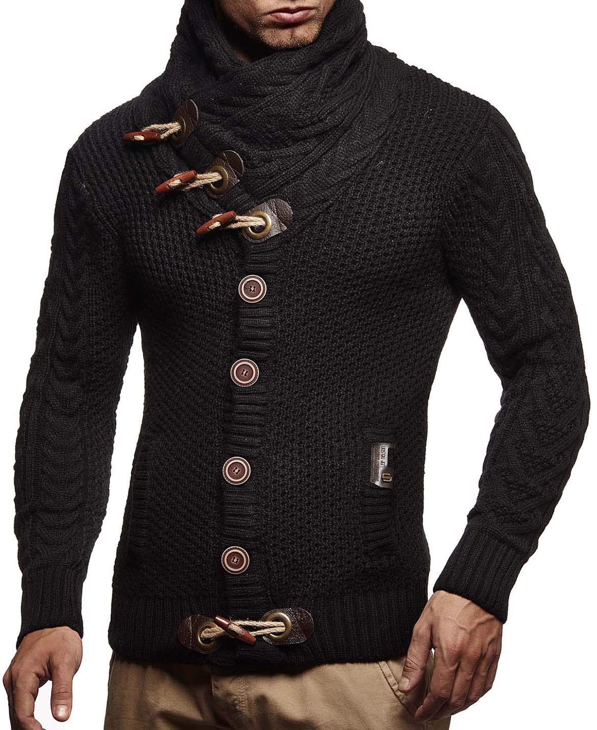 Leif Nelson Herren Strickjacke mit Knöpfen in Regular Fit, Männer Cardigan in Langarm Design, ideal für Casual und Business-Looks