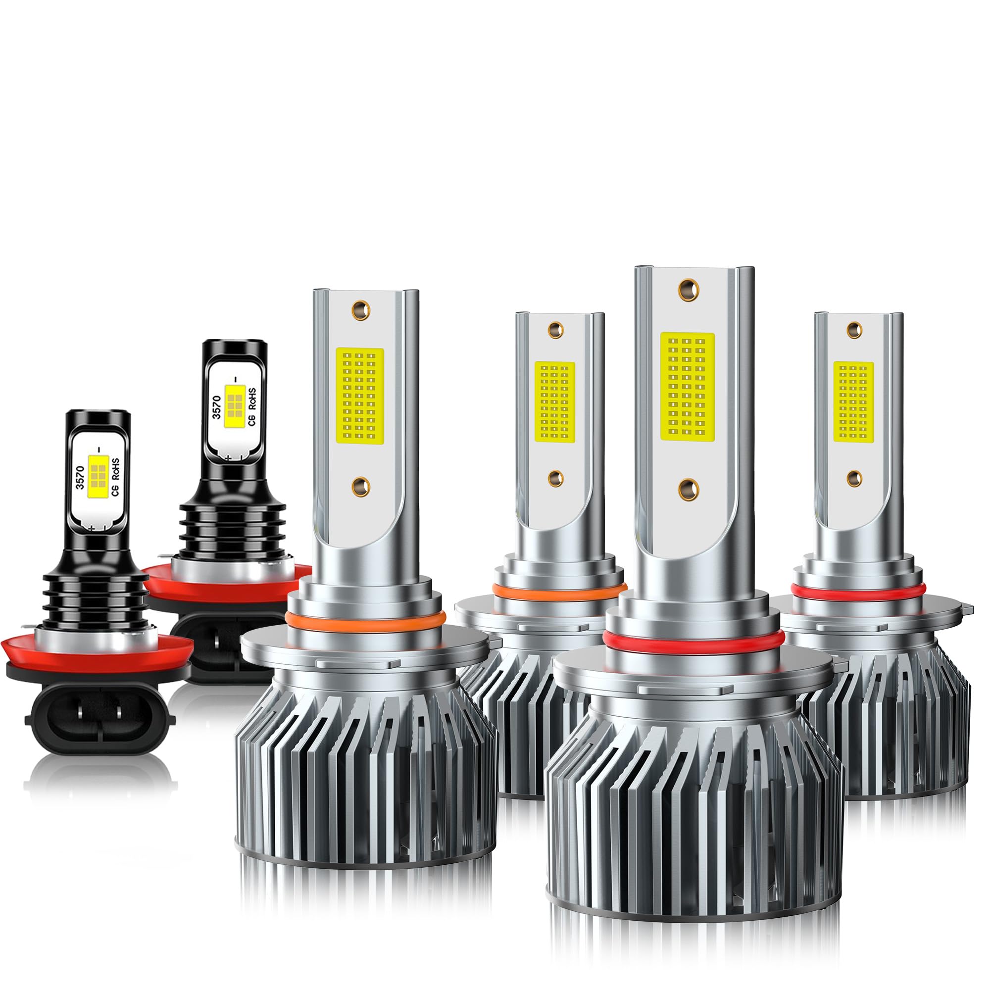 Car Light Bulbs Fit For Ford Escape 2017-2023,High Beam Low Beam and Fog Light Bulb Combo,40000LM 6500K White 600% Brightness,Plug-and-Play, 50000Hr Lifespan,Pack of 6 — view 12