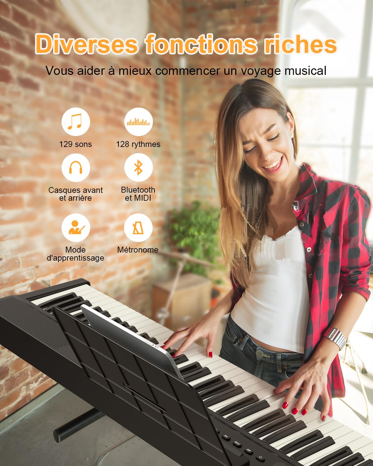 Piano pliable amélioré 88 touches, clavier semi-lesté pleine taille, prend en charge MIDI, clavier de piano pliable portable Bluetooth avec pédale de sustain et sac de piano, pupitre