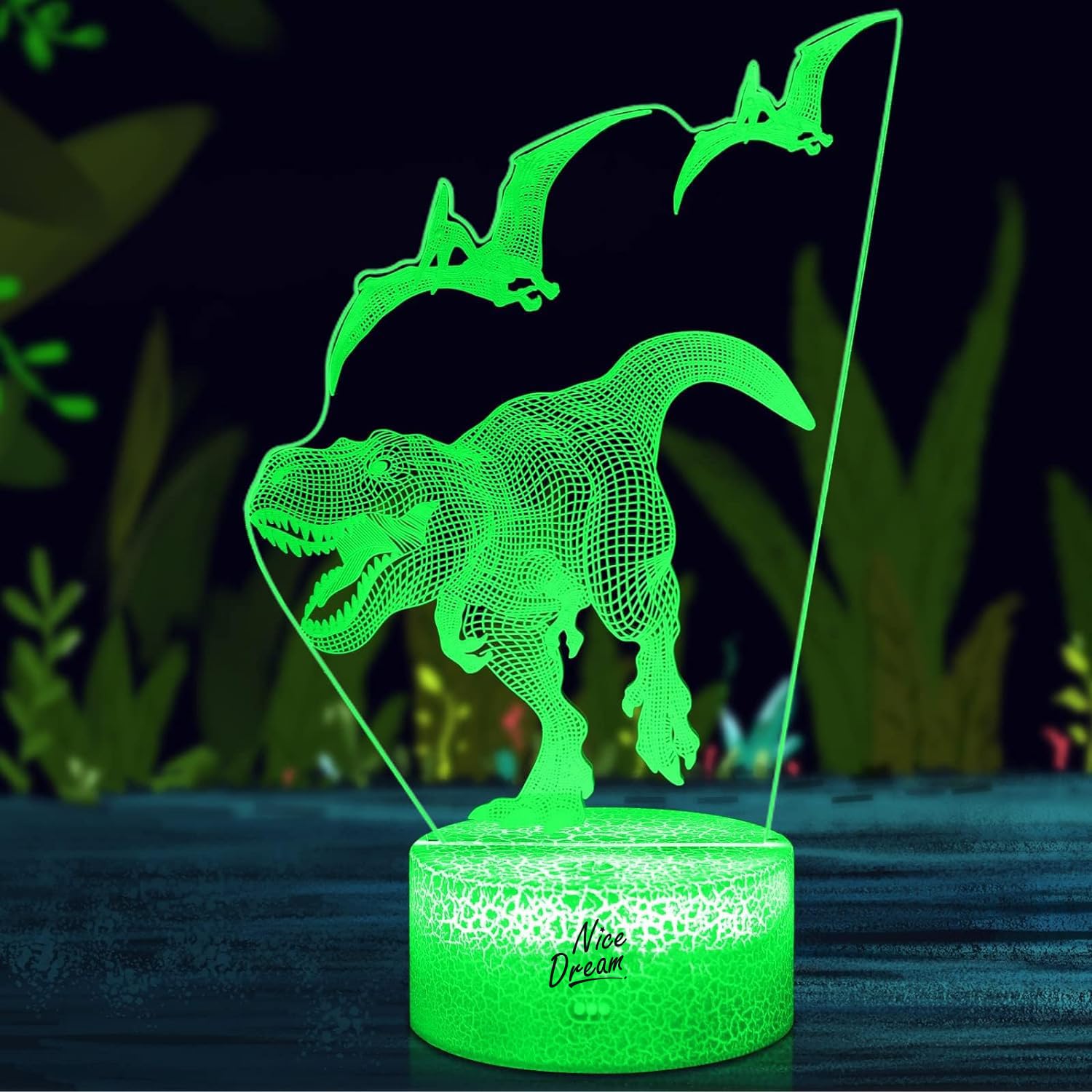 Nice Dream Luce Notturna per Bambini, Regali per Ragazze, Telecomando 16 Cambia Colore Dimmerabile, Lampada da Illusione 3D a Luce LED per Cameretta Arredamento Camera da Letto (14-Dino)