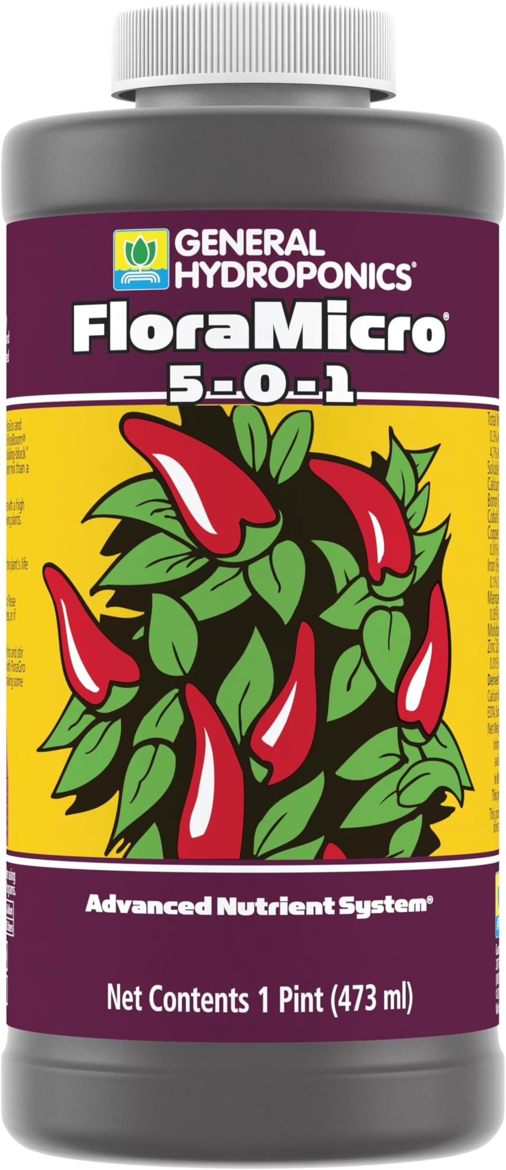 General Hydroponics FloraMicro 5-0-1 Plant Food, Part of FloraSeries Advanced Nutrient System for Plants, 16 oz.