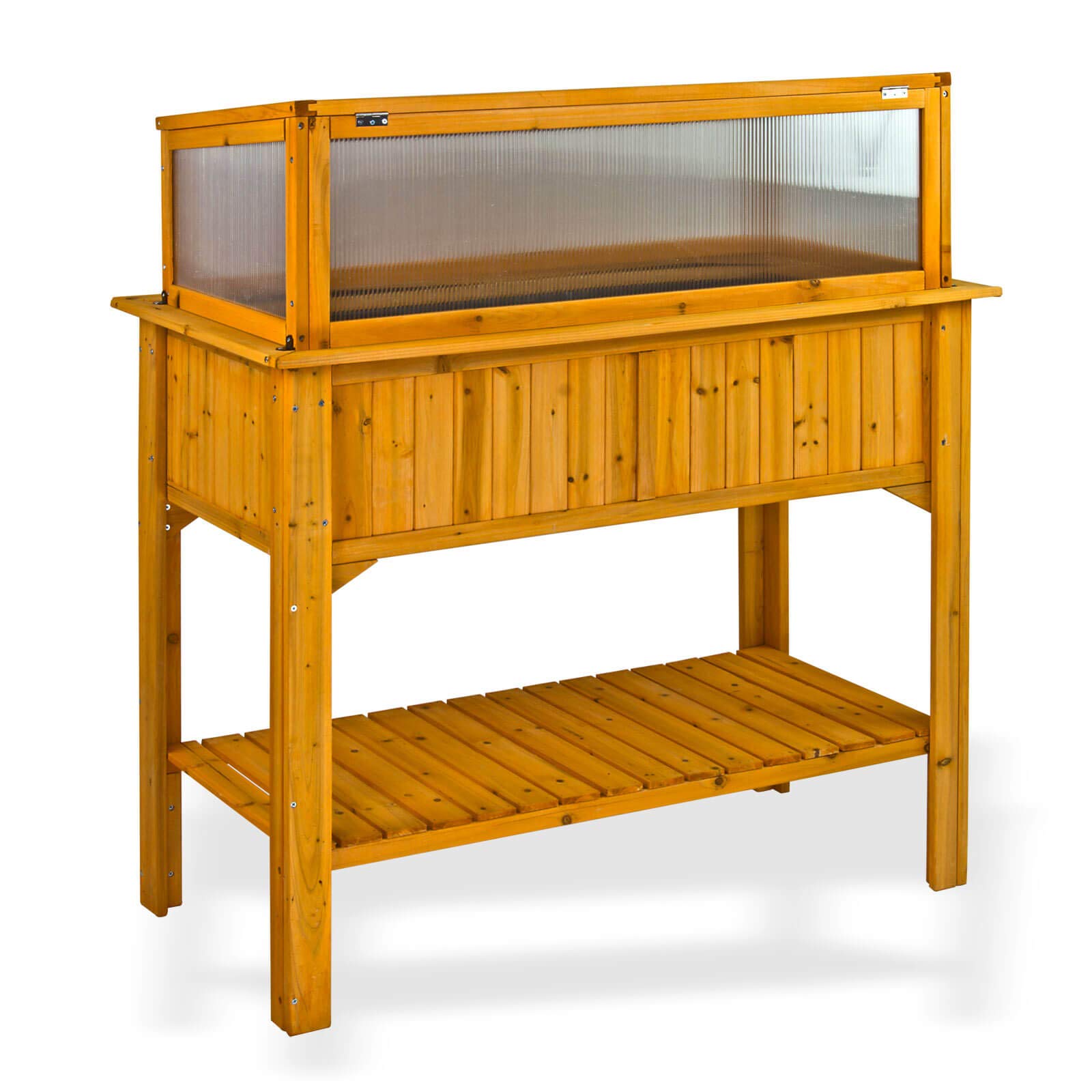 Holz Hochbeet Pflanzbeet Gartenbeet Beet mit Frühbeetaufsatz Frühbeet Aufsatz