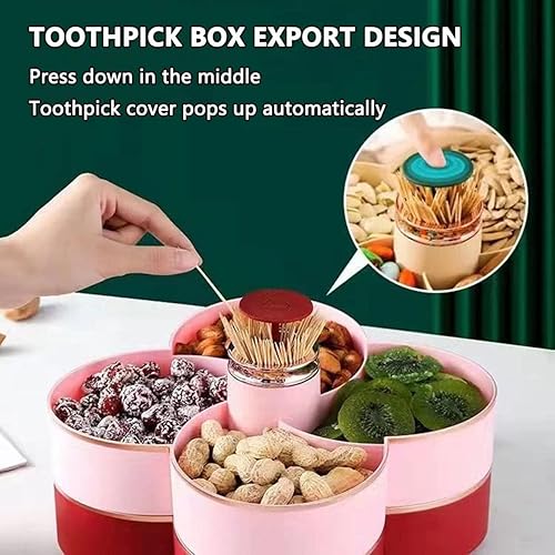 Miniatura 4 de Caja de aperitivos con tapa, bandeja giratoria para aperitivos para fiestas, bandeja para servir aperitivos, bandeja de plástico para frutas secas