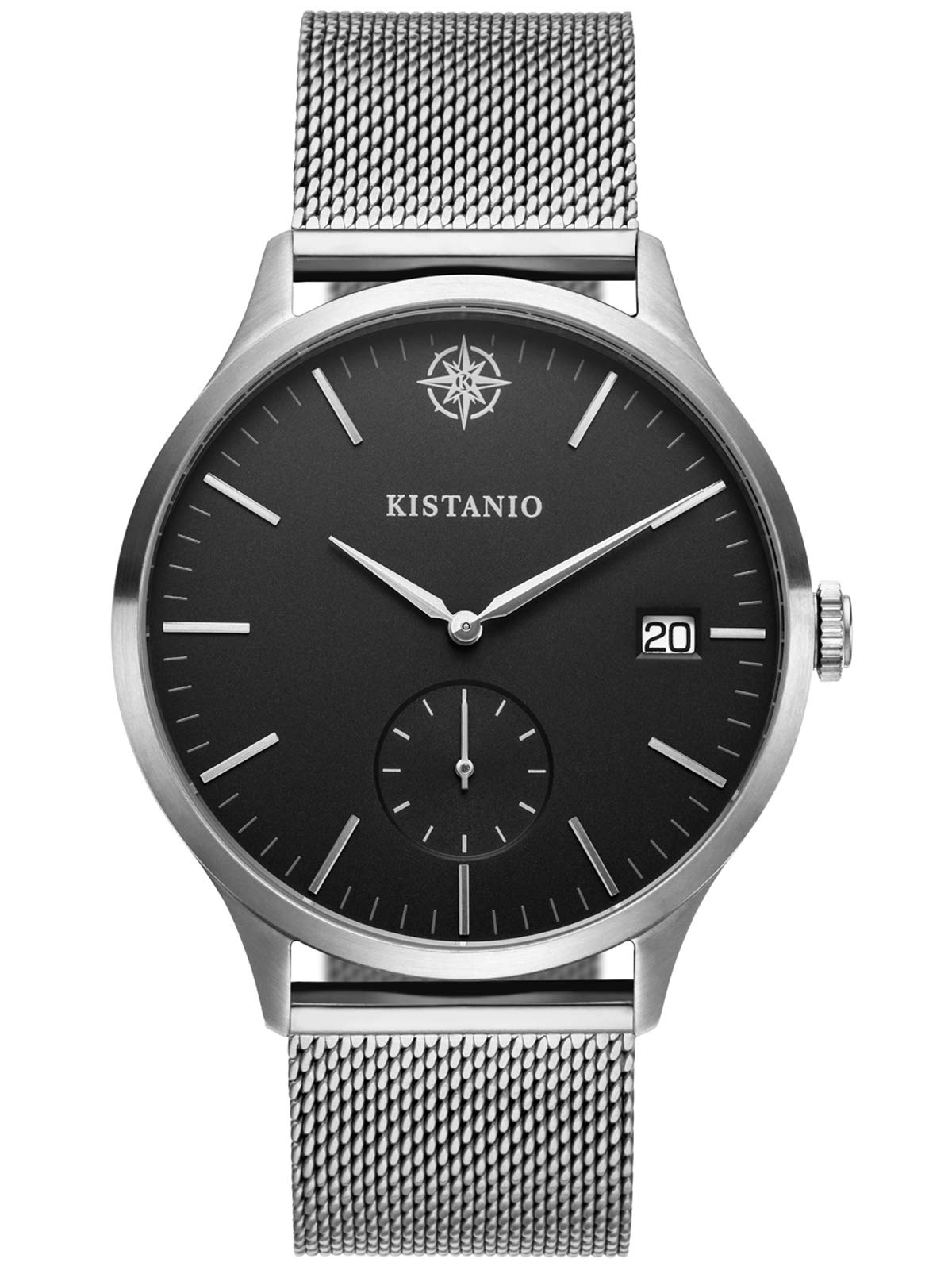 Stratolis STR-40-125 - Orologio da uomo con cinturino in maglia milanese, analogico, vetro zaffiro, in acciaio nero