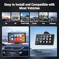 Vista 5 de Apple Carplay portátil de 7 pulgadas, pantalla táctil inalámbrica de doble DIN, compatible con Apple Carplay y Android Auto, estéreo para automóvil