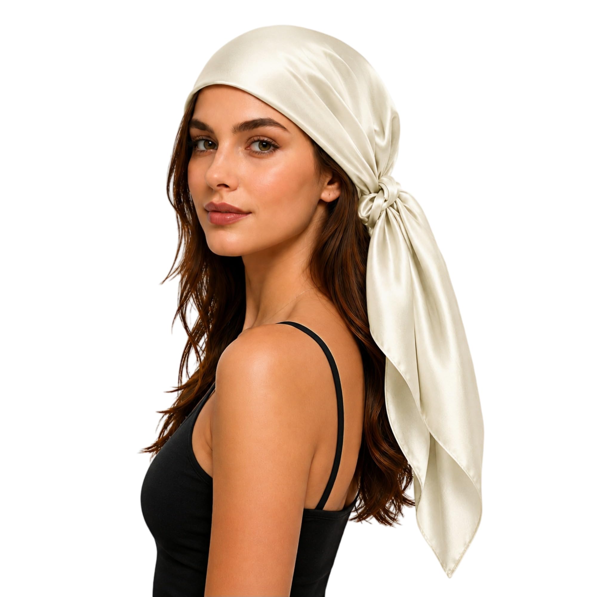 PoeticEHome Kopftuch aus 100% Maulbeerseide 90x90 cm - einfarbig Klasse 6A Anti-Frizz Haarwrap zum Schlafen, Wachsen Bandana, Geschenkfertig