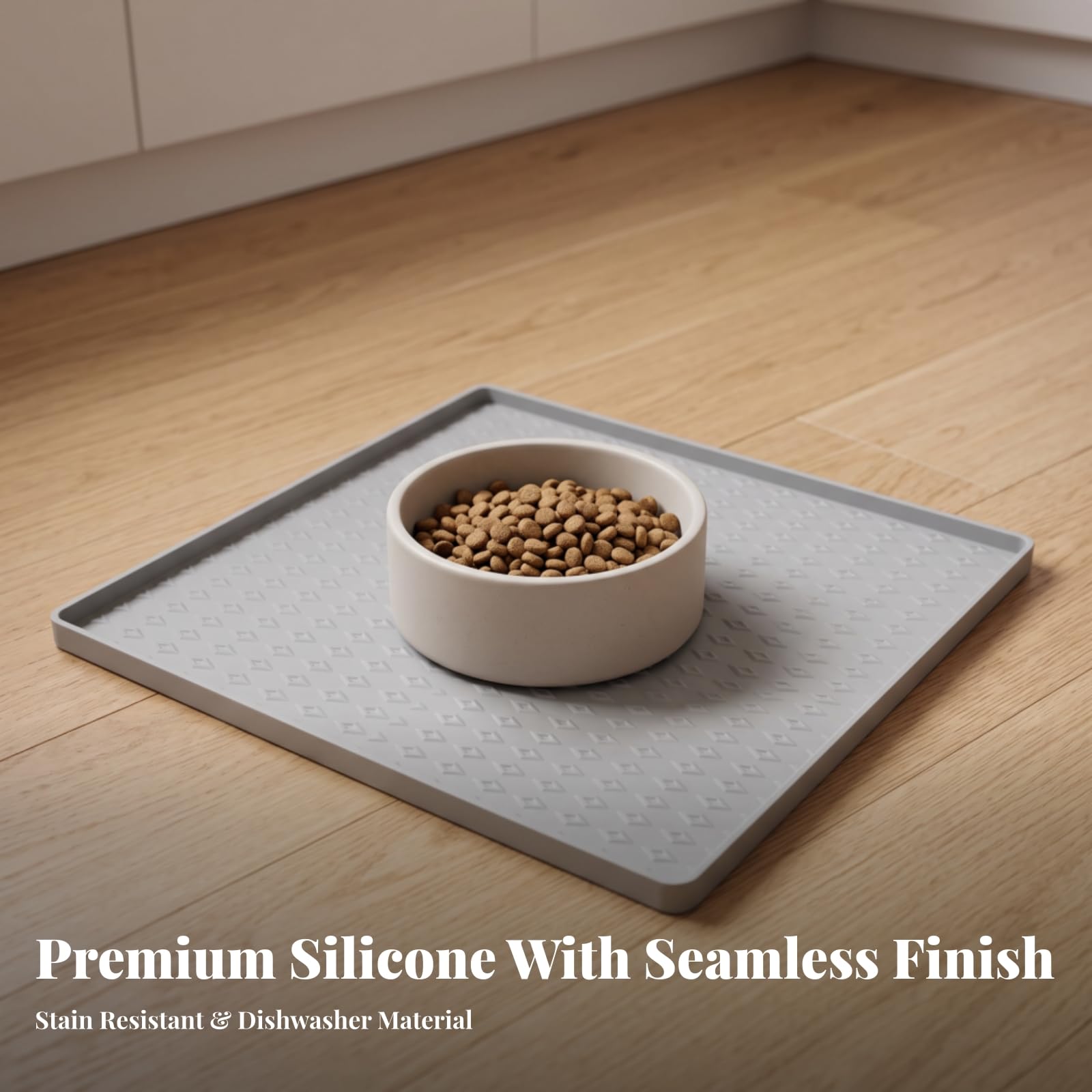 Tapis d’Alimentation avec Rebords Souple, Gris Foncé Noir, 65 65 | Conception Étanche et Imperméable, Tapis Gamelle En Silicone, Antidérapant, pour Sol, Cuisine