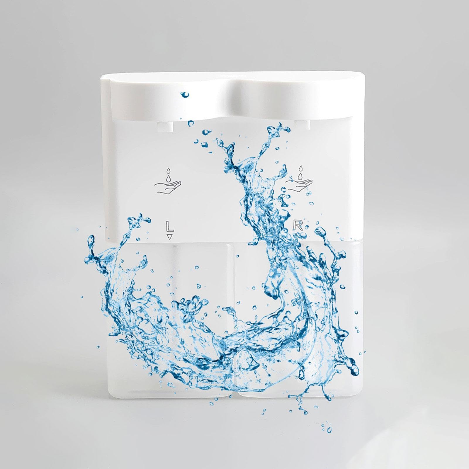 Dispenser Automatico Sapone Doppia Uscita Schiumogeno Liquido Funzione Senza Contatto Pompa Elettrica Regolabile Installazione a Parete per Cucina Bag, Liquido