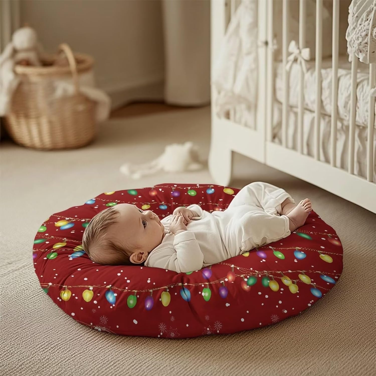 Christmas Light Newborn Lounger Cover Removable Cover Ultra Soft Comfortable Lounger Slipcover Removable Cover for Infant Lounger Pillow