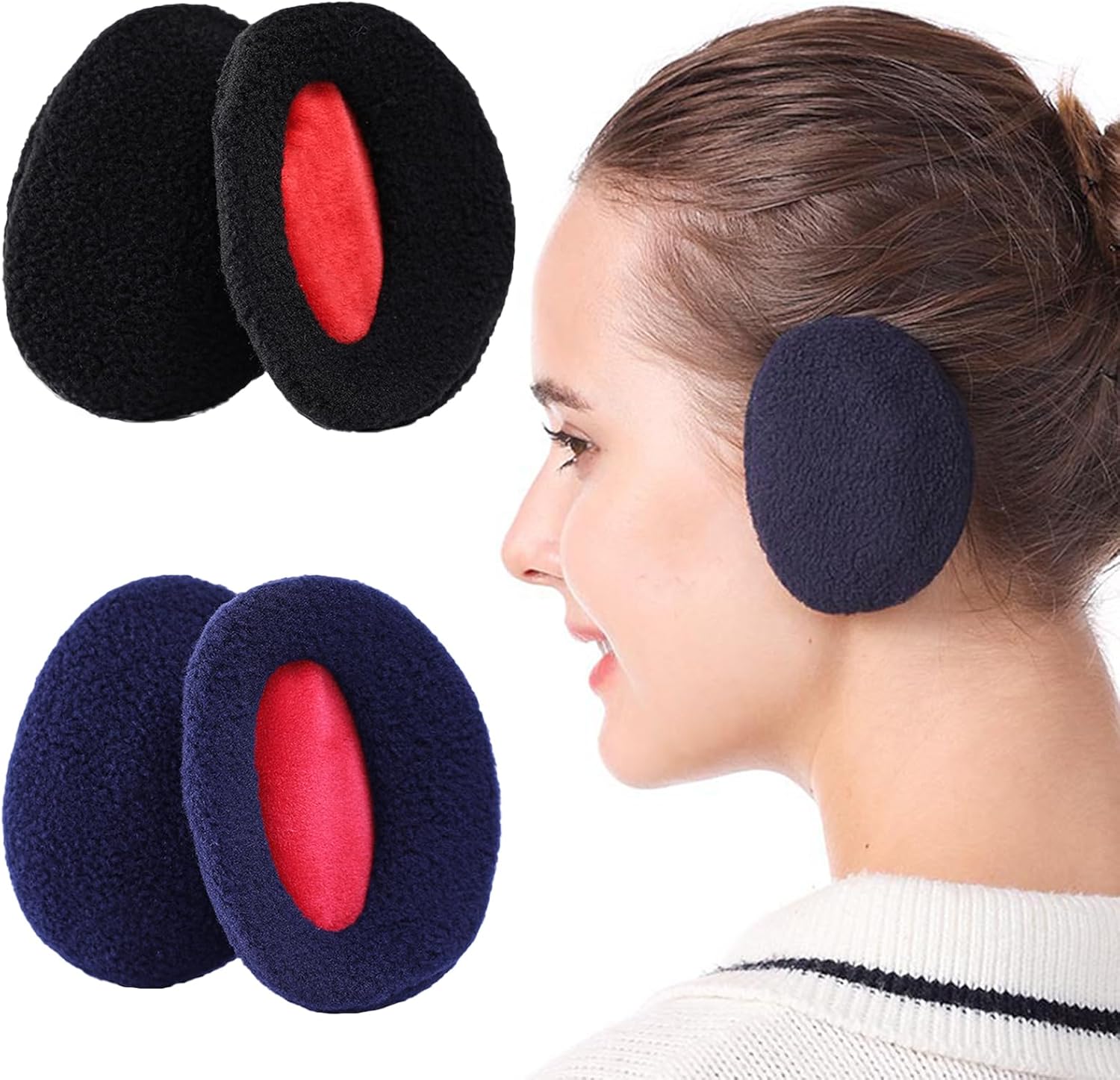 BDSHUNBF 2 Pair Ear Muffs Ear Warmers, Winter Ear Warmers Bandless