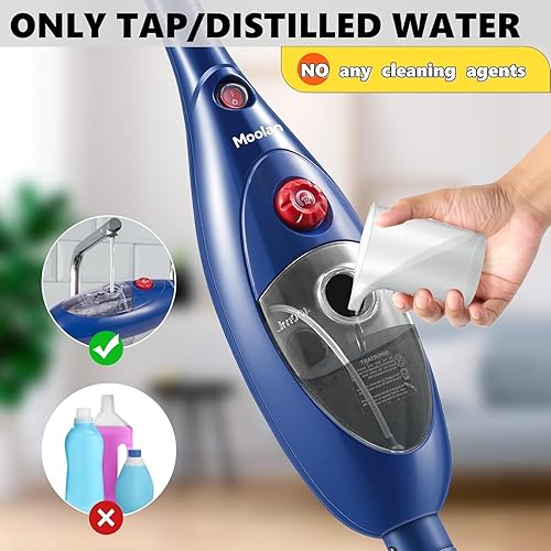 Miniatura 5 de Moolan Mopa de vapor para pisos de madera dura, vaporizador de piso 12 en 1,Limpiador de vapor multiusos para suelos,Mopa de vapor desmontable para