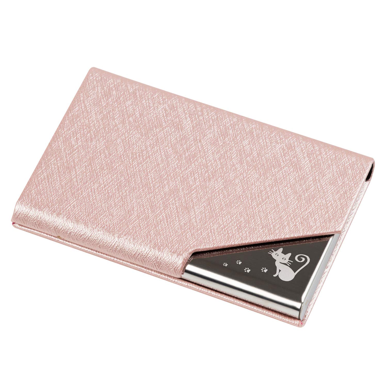 [Gumira] 名刺入れ メンズ レディース 選べる多色 名刺が折れない 専用の化粧箱が付き (さくら色, 猫)