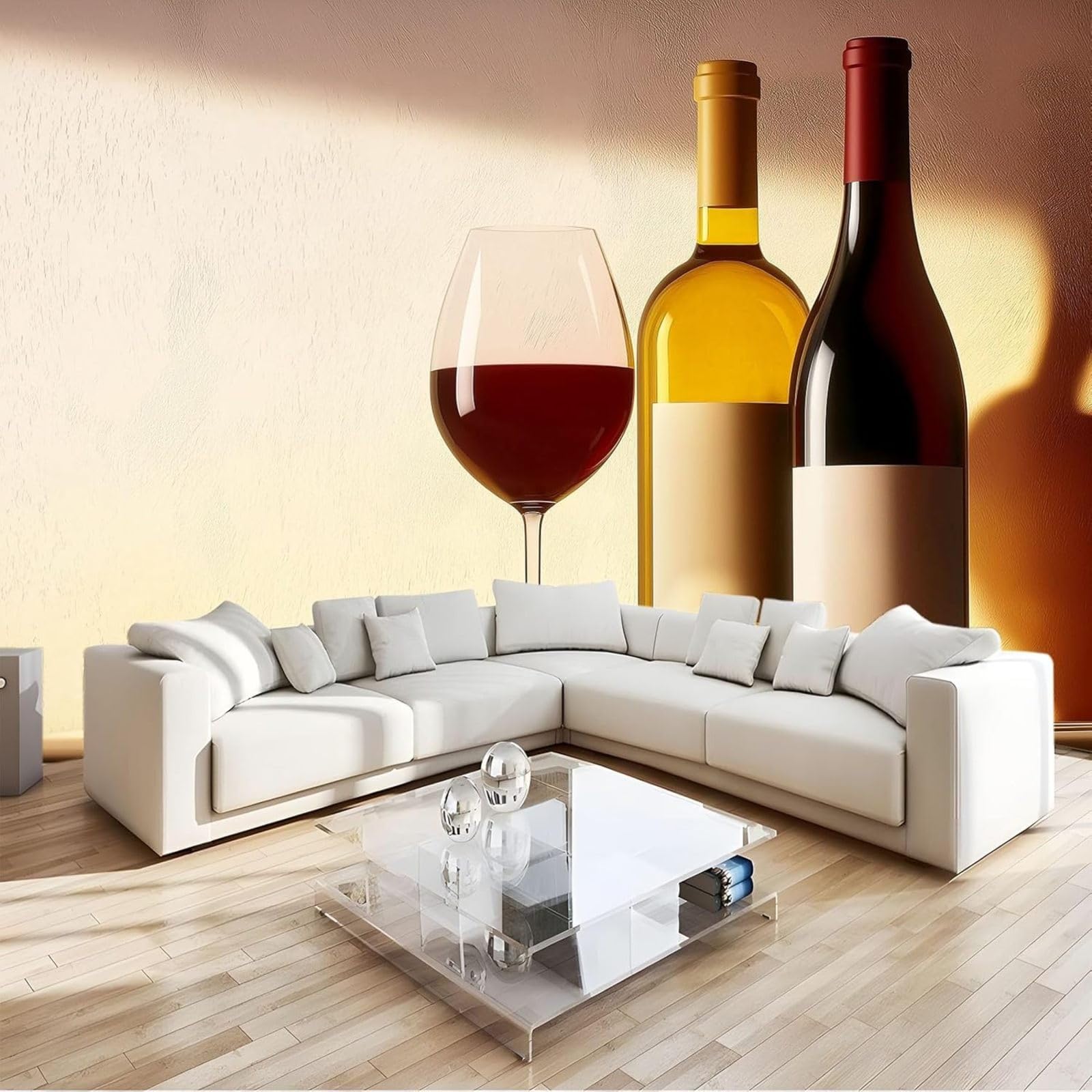 hgjdjhnf Art Photo Wallpaper Still Life with Red Wine and Bottle Non-Woven Wallpaper Modern Wall Mural Living Room Bedroom Wall Art, Beige, 430cm x 300cm Stickers - Frameless Painting - Poster