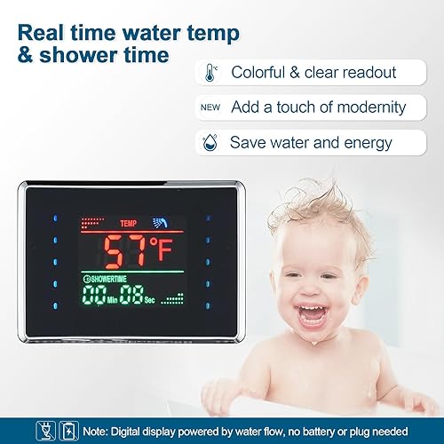 Miniatura 5 de ROVOGO Panel de ducha con ducha LED de cascada de lluvia 4 chorros de niebla 2 aerosoles de cuerpo boquilla de mano y cascada sistema de torre de