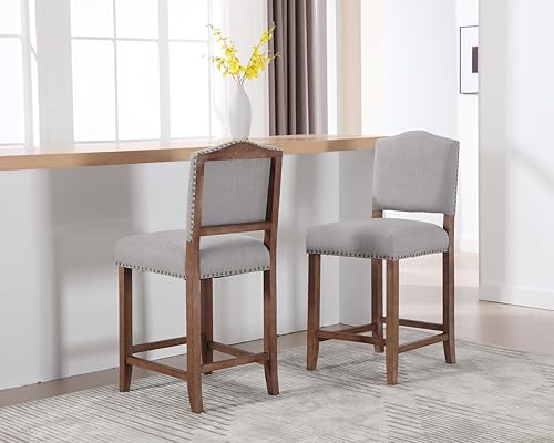 Miniatura 32 de CIMOTA Juego de 4 taburetes de bar de altura de mostrador, taburetes de bar de mediados de siglo, taburetes de bar con respaldo de cocina con patas