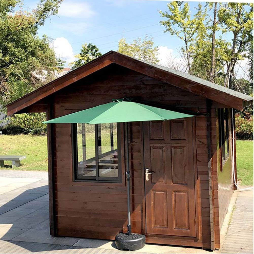 Ombrellone da Esterno da 9 'Mezzo Tondo, Parasole da Parete con manovella a 5 Stecche, Riparo per Il Mercato, Tavolo da Giardino (Colore: Verde Scuro)