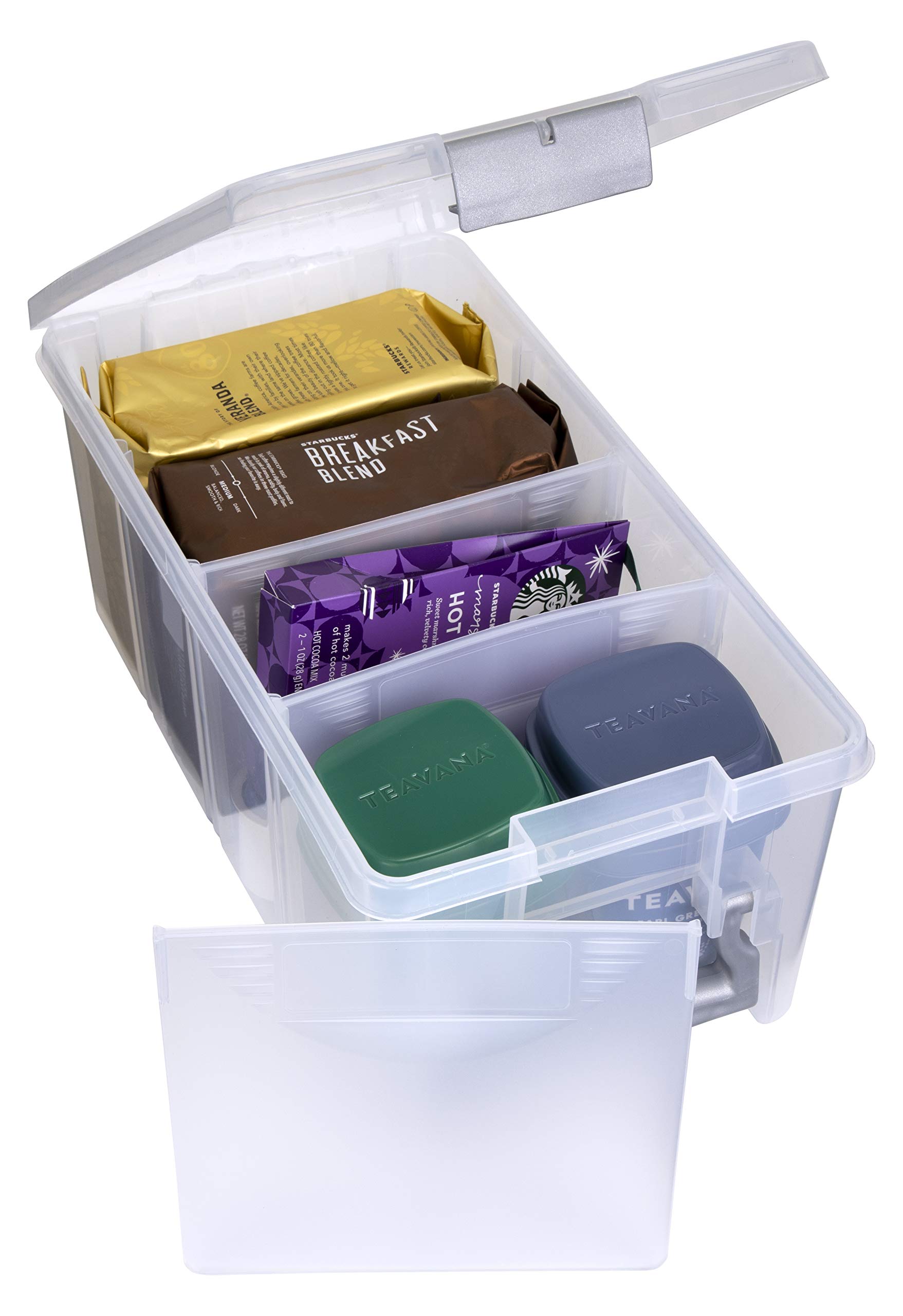 ArtBinArtBin AB Designs 6925ABD Semi Satchel with Removable Dividers, Stackable Home Storage Organization Container, Clear with Sliver Latches and Handle