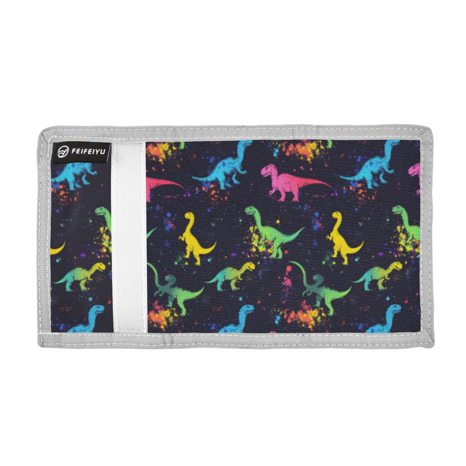 Wusikd Colorful Dinosaurs Kids Wallet for Boys Girls Funny Toddler Trifold Wallet Novelty Wallet for Teens Women Men