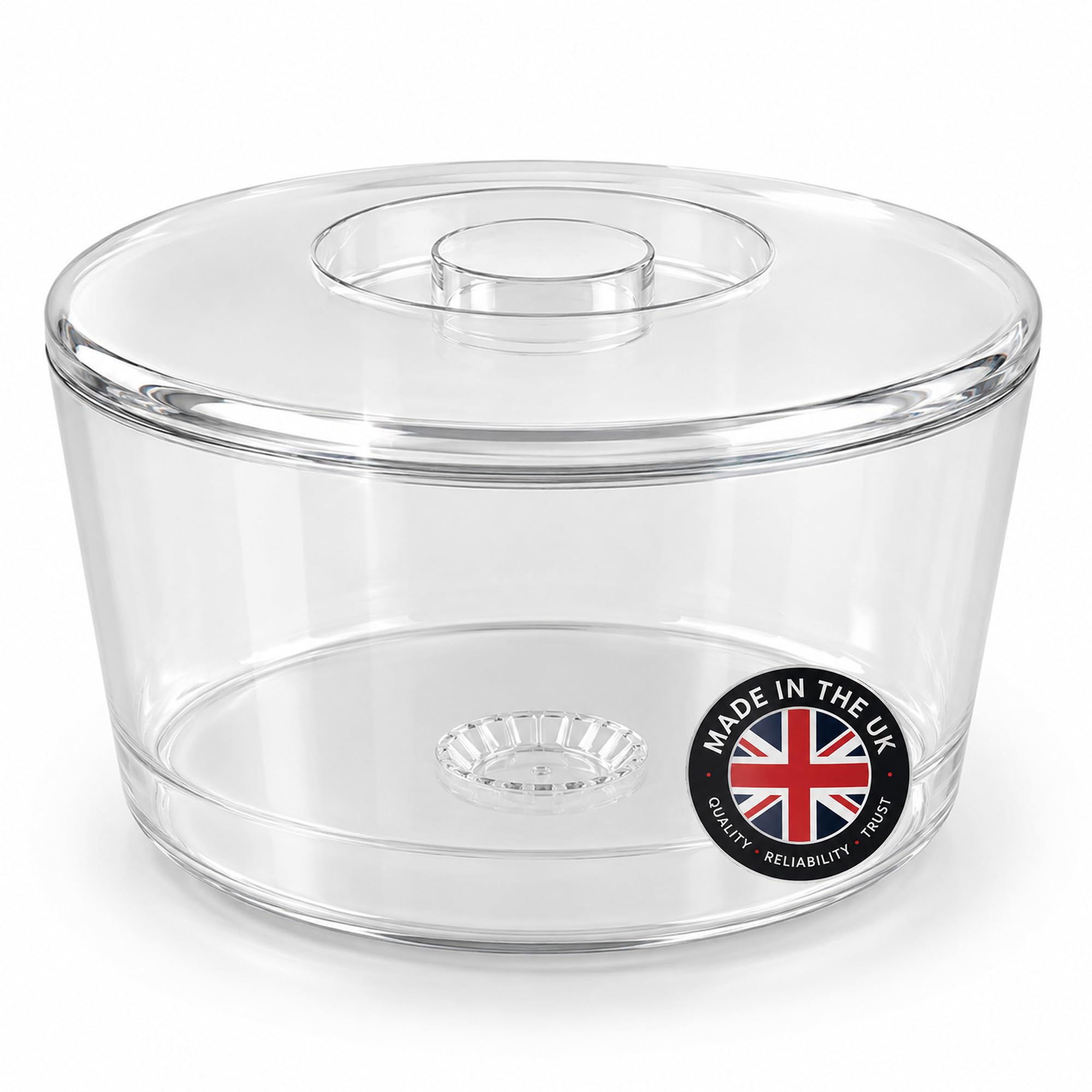 Chabrias Ltd Unisex Clear 10L Ice Bucket With Lid & Removable Drainage Liner, Uk Made