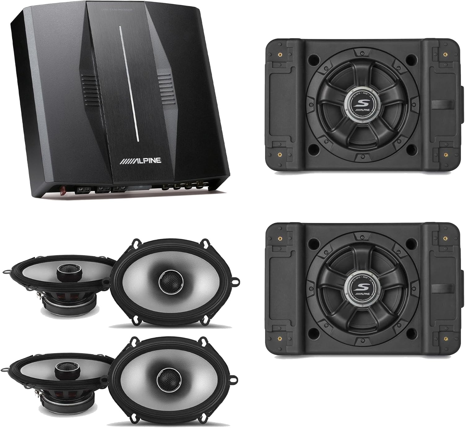 Alpine PXE-C80-88 OPTIM8 8-Channel Hi-Res DSP Amplifier w/ (2) SS-SB10 Subwoofer, (2) S2-S68 Bundle