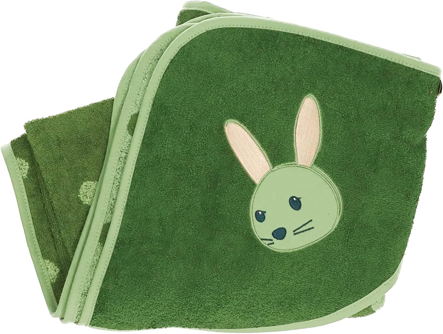 Sterntaler Gots Kinni Unisex Baby Bath Towel, Poncho with Hood, Children's Bath Towel, Rabbit Design, Eco-Friendly, Dark Green