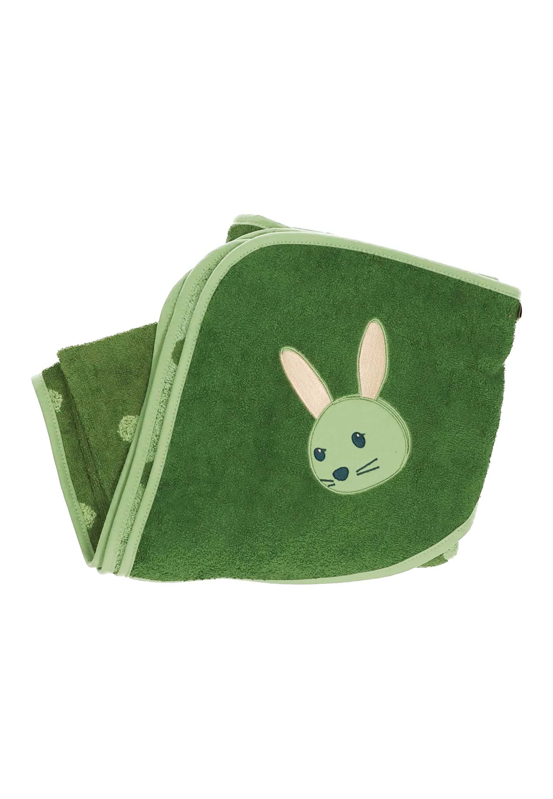 Sterntaler Serviette de Bain bébé Unisexe GOTS Kinni - Poncho de Bain pour bébé - Serviette à Capuche - Serviette de Bain pour Enfant avec Motif Lapin - Bio - Vert foncé