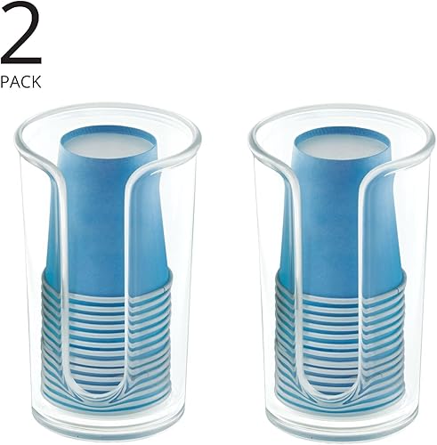 Miniatura 2 de mDesign - Dispensador de tazas de papel desechables compacto y pequeños de plástico soporte de almacenamiento para enjuagar tazas en encimeras de