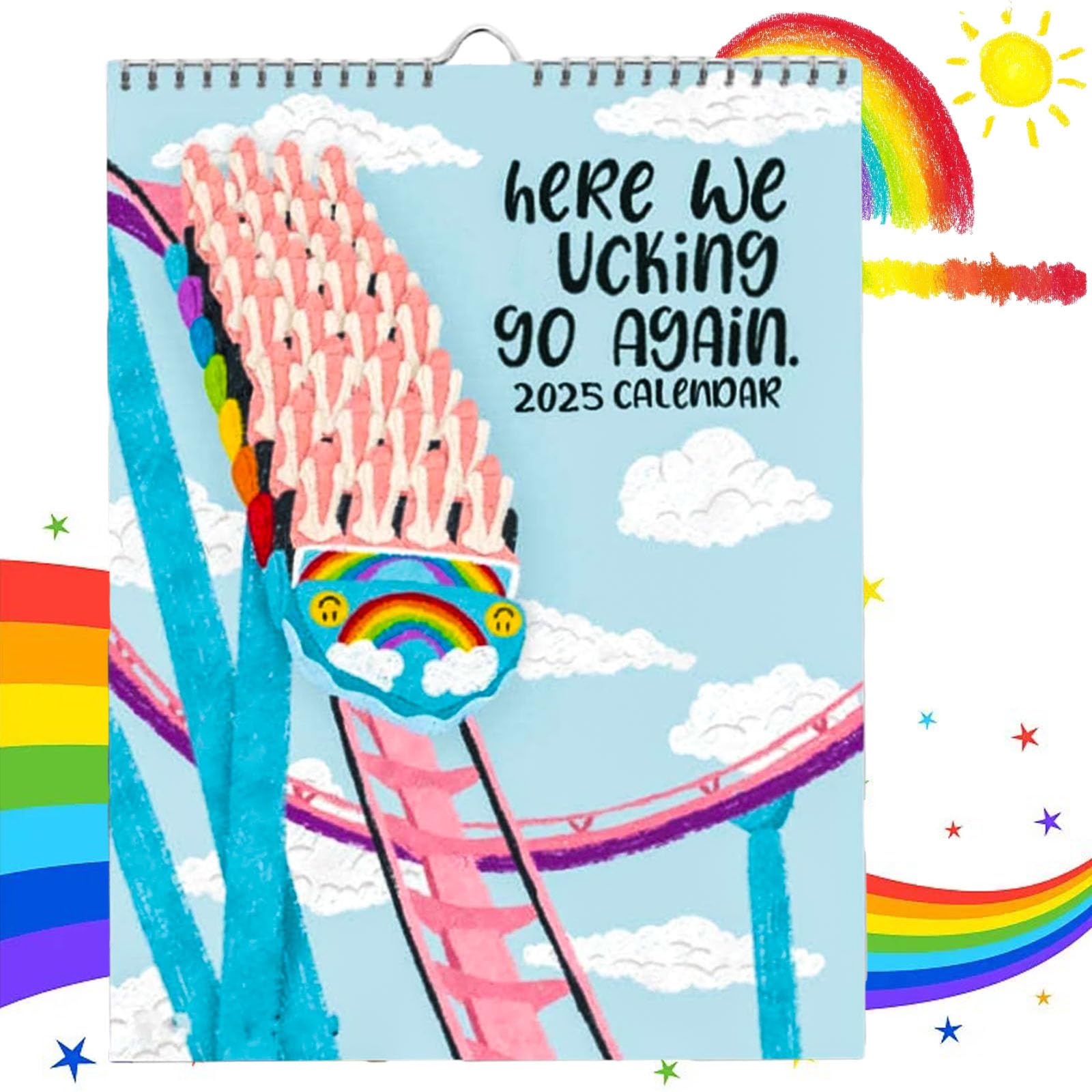 Here We Fu-cking Go Again 2025 Calendar Funny 2025 Wall Calendar - Jan 2025 - Dec 2025 Calendar Planner 2025 for Home, Office (Full Colour, 29 * 21cm/ 11.4 * 8.26in)