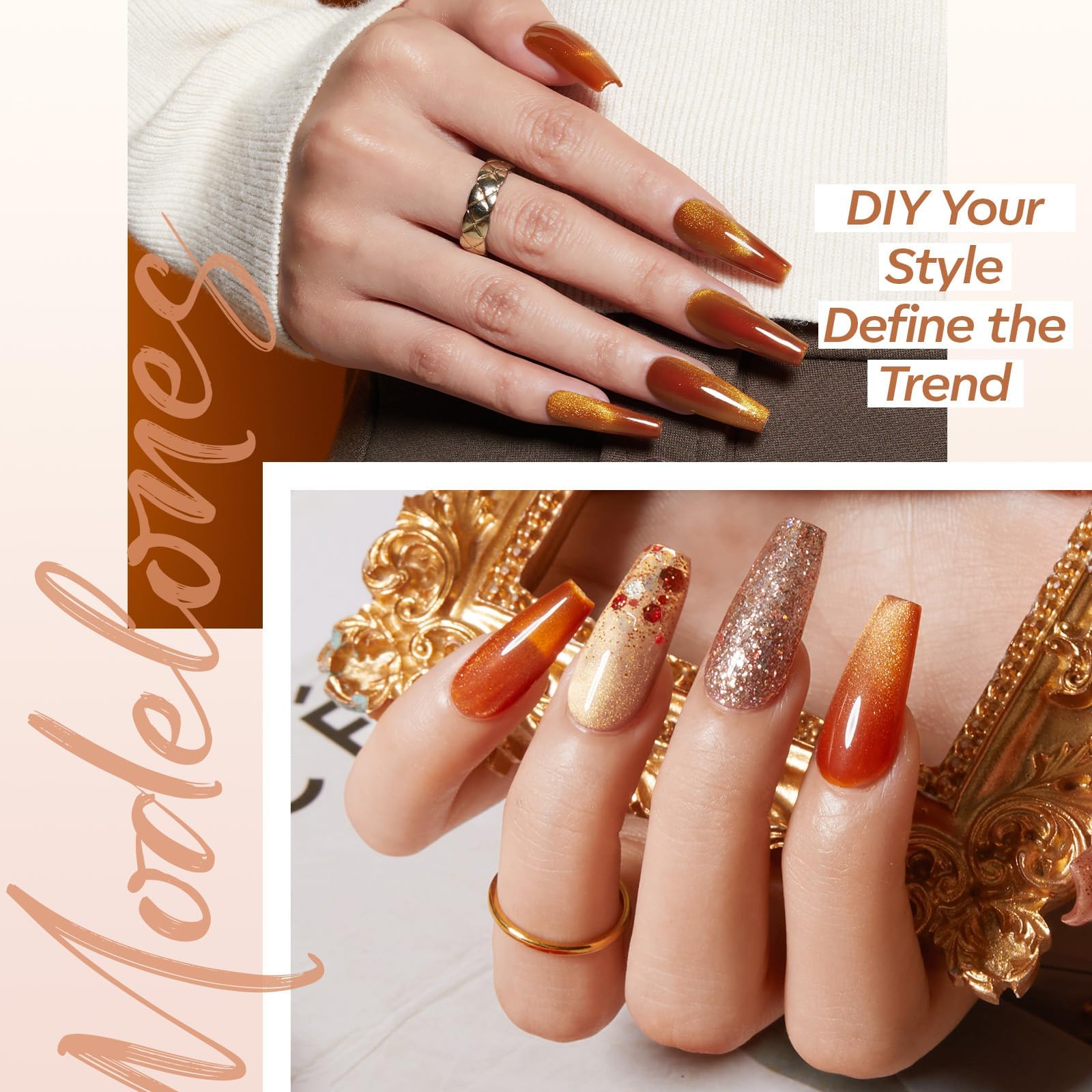 Modelones Zestaw Sztucznych Paznokci i Kleju, Kompletny Zestaw do Paznokci żelowych Uv, 500 Kapsułek Nail,Lampa do Paznokci i Klej Faux Nails 4 w 1, Zestaw do Budowy Manicure