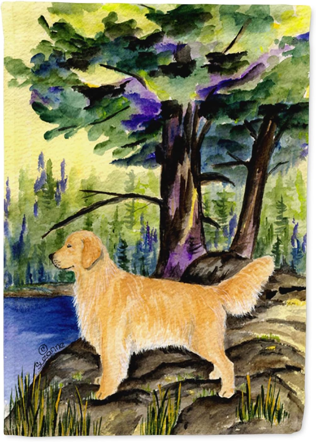 Caroline's Treasures SS8426GF Golden Retriever Garden Flag Mailbox Flag Decorative Yard Flag Banner Outside Patio Artwork Yard Flower Beds, Garden Size, Multicolor