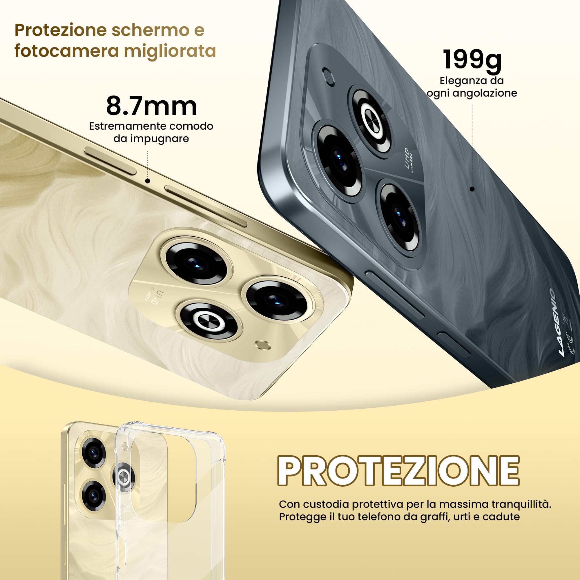 A11 Pro Android 15 Telefono Cellulare, 6.7 Inch HD+ 120Hz Mobile Phone, 24GB+256GB/TF 1TB, Dual SIM 4G Android Smartphone, 50MP+8MP AI Camera/Widevine L1/Face ID/GPS/OTG