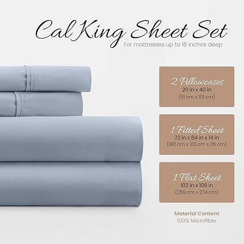 Miniatura 3 de Linen Market Sábanas para cama de tamaño California King (azul claro)  Duerme mejor que nunca con estas sábanas suaves y refrescantes  Bolsillo