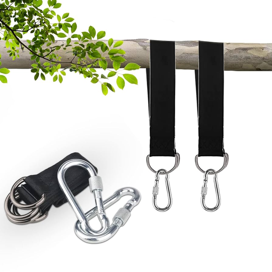 Little Tikes Swing Tree Swing Hanging Straps Kit, 5FT Extra Long Straps, Heavy Duty Holds 2200lbs With Safer Lock Snap Carabiners Carry Pouch Bag Hanging Straps Kit For Tree Swing Hammocks Canopy