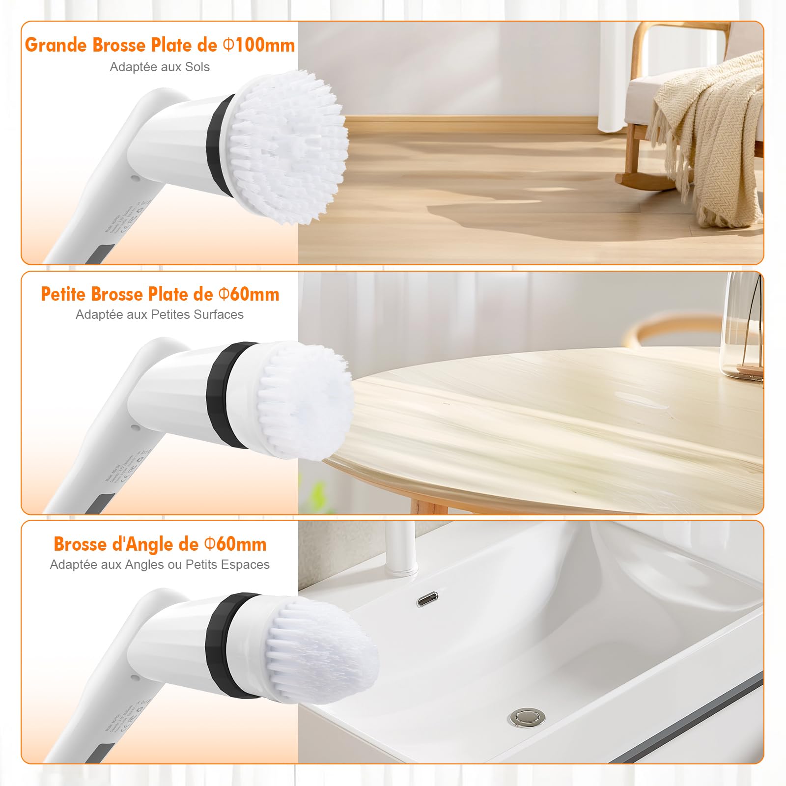 Ibergrif Brosse de Nettoyage Électrique Rotative 6 en 1, Brosse sans Fil pour Salle de Bain, Carrelage, Douche et Joints, IPX7 Étanche, Manche Télescopique Réglable