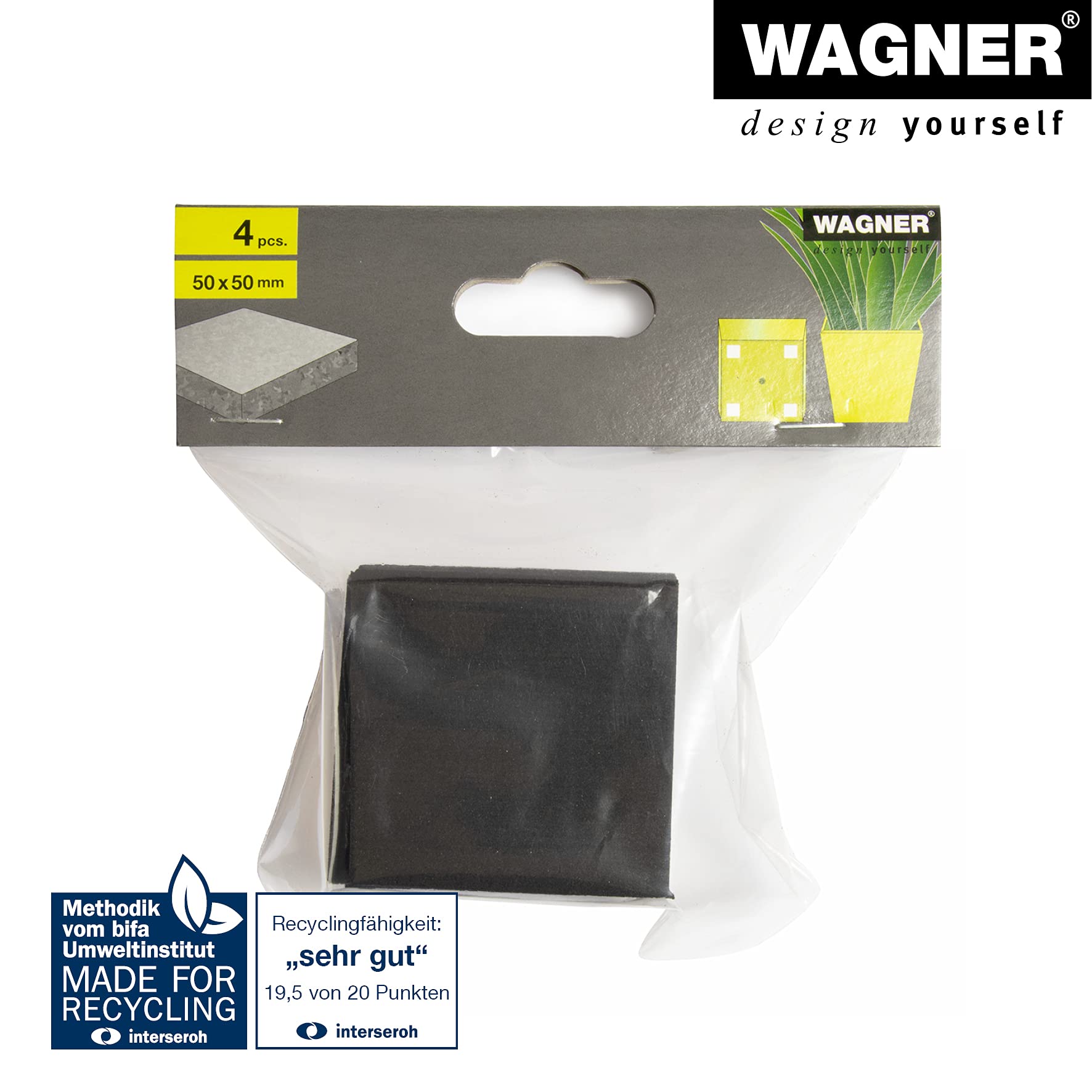 Wagner Set da 4 Pezzi di Piedini per vasi GH 0803 I 50 x 50 x