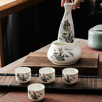 Amazon.co.jp: 酒器セット とっくり おちょこ セット 山水柄