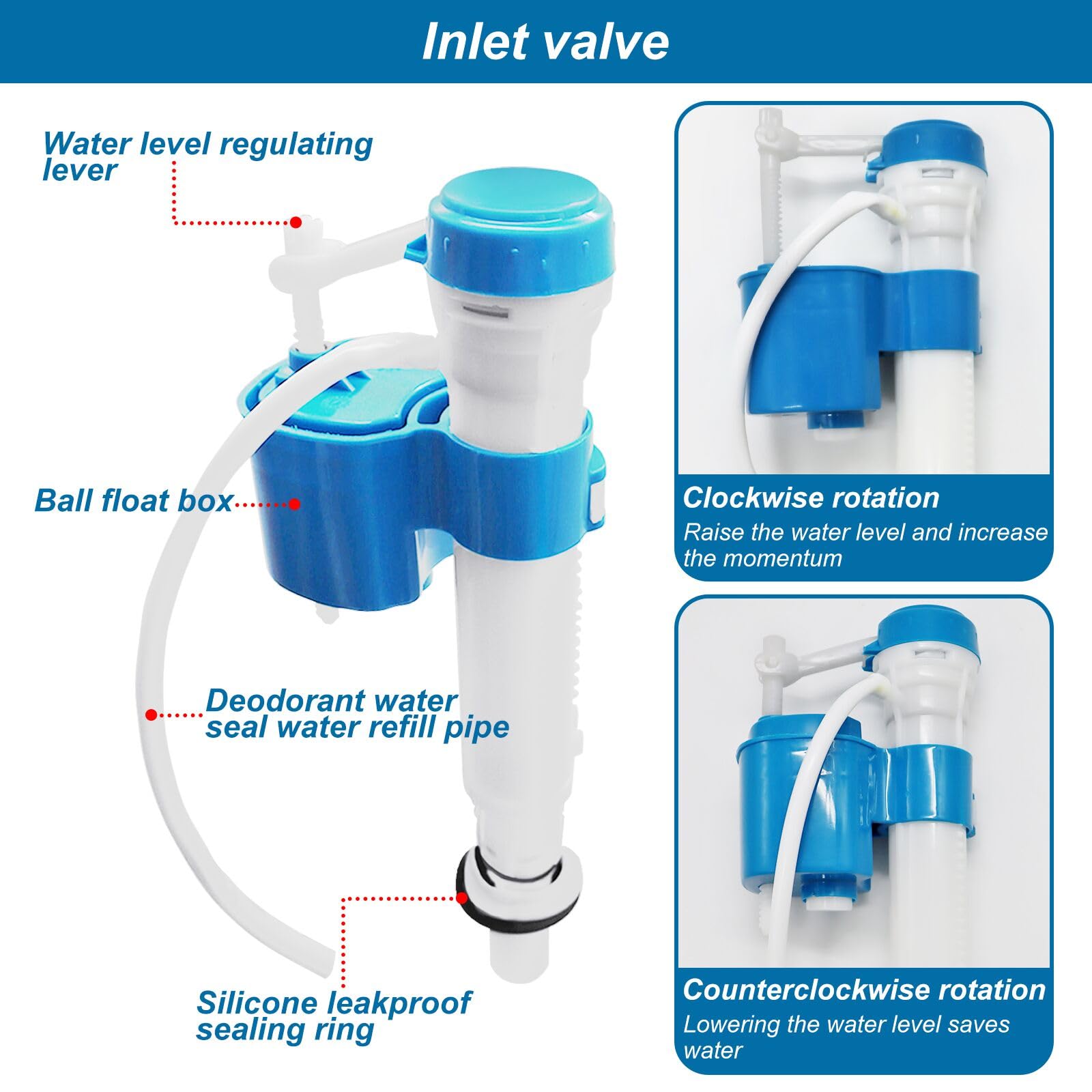 T Tulead WC-Spülventil - Doppelspülung 27,7cm Für 2-teilige Toilette