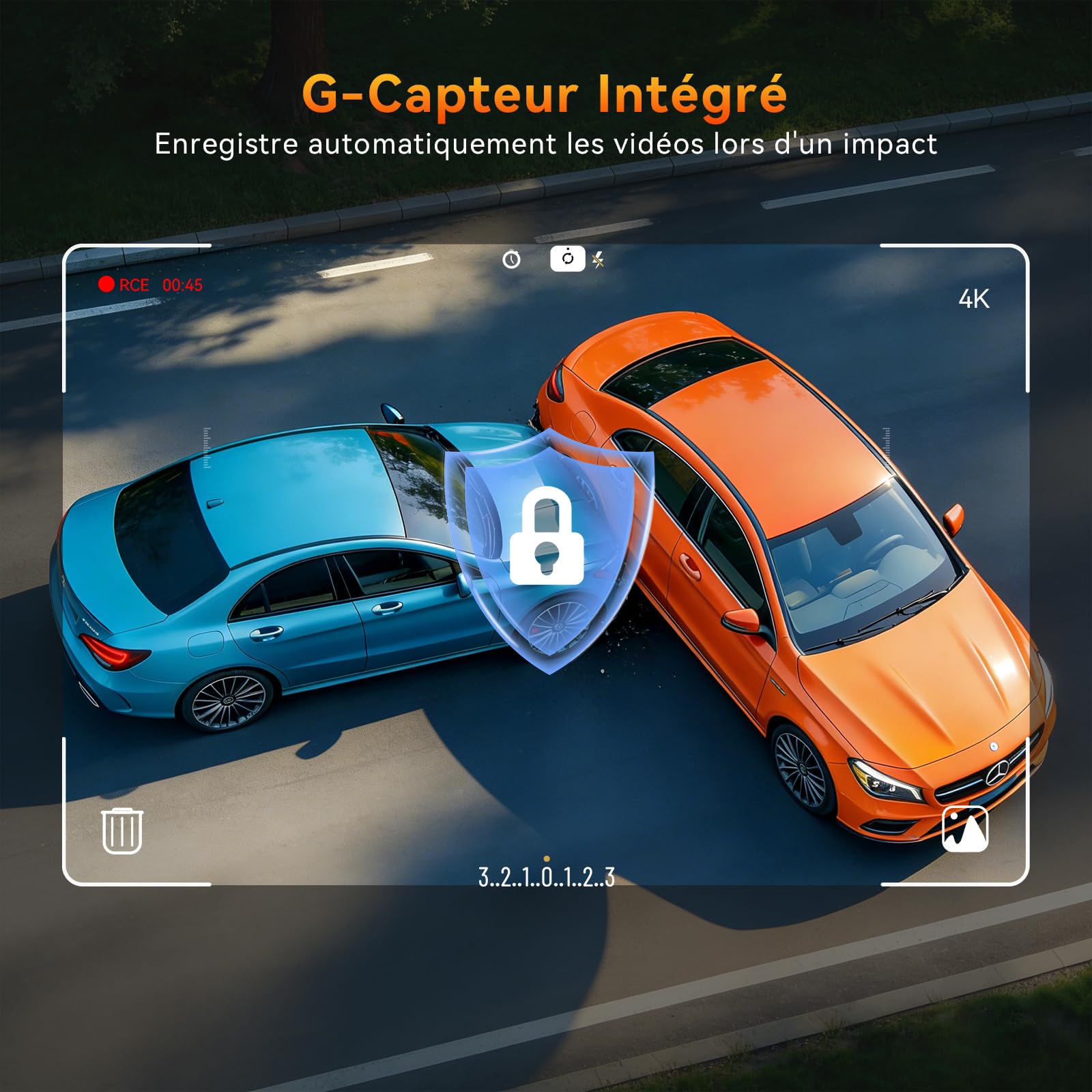 Dashcam Voiture Avant Arrière 4K+2K, 5GHz WiFi Camera Voiture avec Carte SD 64GB, Dash Cam Grand Angle 170°, Vision Nocturne WDR, Écran 3,2", G-Capteur, Mode Stationnement 24H