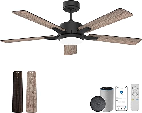 Miniatura 8 de Ventiladores de techo inteligentes de 52 pulgadas con control remoto de luces, motor de CC silencioso, ventilador de techo moderno para interiores y