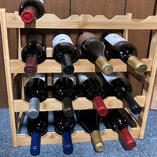 Miniatura 7 de TOPZEA Estante de vino para encimera, estante de almacenamiento de vino de madera para 16 botellas, soporte de exhibición de vino rústico de 4