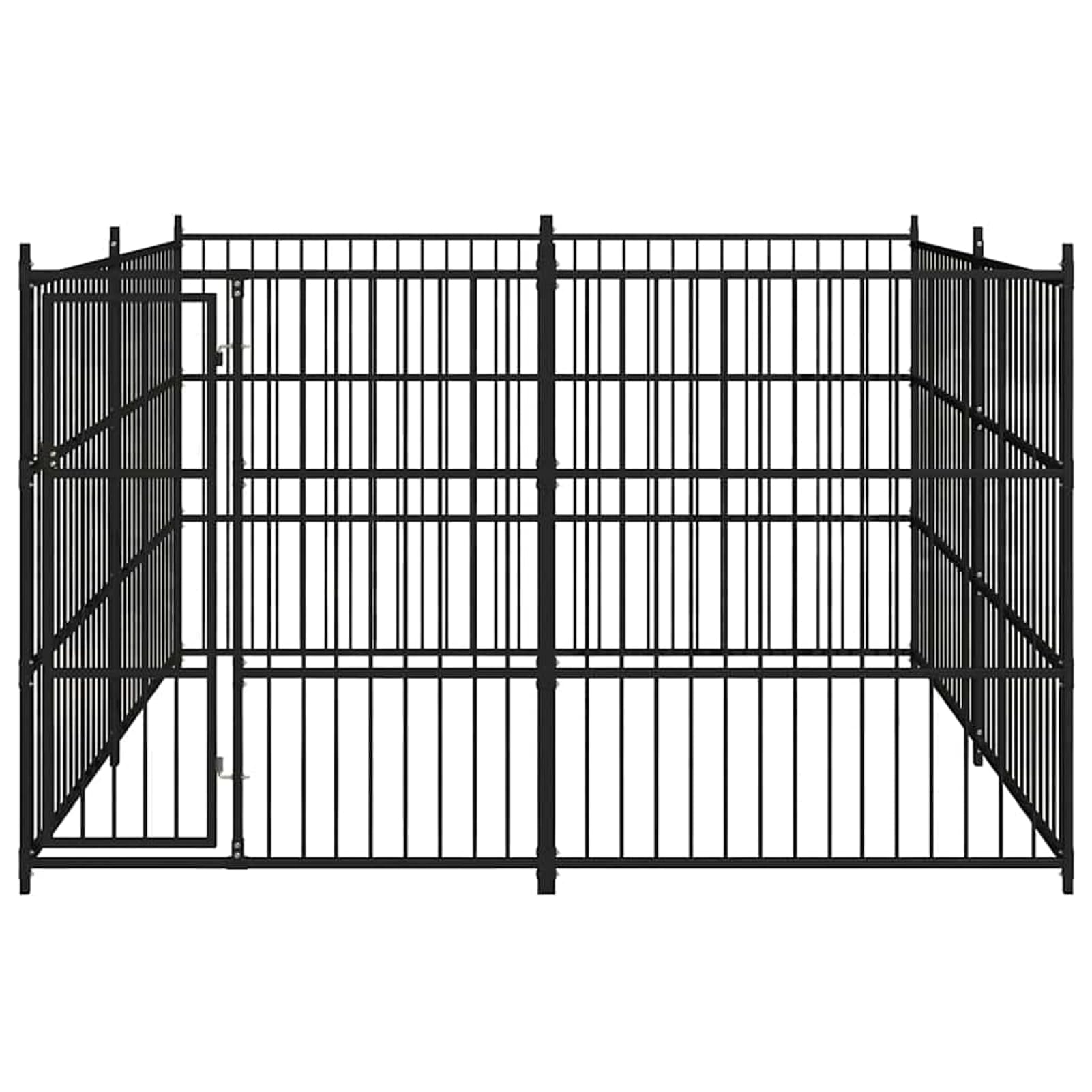 Homgoday Recinto per Cani da Esterno in Acciaio, Nero, 300x300x185 cm, Porta con Serratura, Robusto e Durevole, Ideale per Esercizio e Gioco