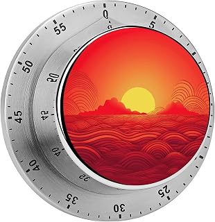 Red Sunrise Egg Timers for Kitchen Mechanical Kitchen Timers, 60 Minute Visual Countdown Timer with Alarm, Loud Timer for Hard of Hearing, No Batteries Required, for Cooking Classroom Gym