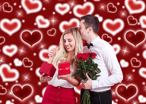 Miniatura 4 de Alltten Telón de fondo de corazones rojos de 7 x 5 pies, fondos de fotos de principios de los años 2000, telón de fondo de San Valentín, corazón,