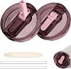2 Pack 40 oz Tumbler Flip Straw Lid for Stanley Quencher ProTour Leak Proof Lid Replacement for Stanley H2.0 Quencher, Spill Proof Reusable Lid for Stanley Cup AccessoriesOld Pink & Old Pink, 40 oz