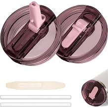 2 Pack 30 oz Tumbler Flip Straw Lid for Stanley Quencher ProTour Leak Proof Lid Replacement for Stanley H2.0 Quencher, Spill Proof Reusable Lid for Stanley Cup Accessories Old Pink *2, 30 oz