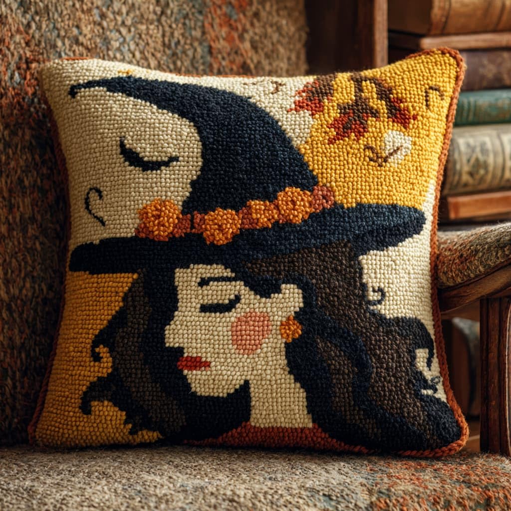 AxiangziK Latch Hook Pillow Kit for Beginners,Witch