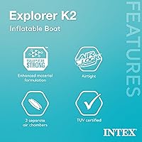 Vista 4 de Intex 68307EP Explorer K2 Juego de kayak inflable: incluye remos de aluminio de lujo de 86 pulgadas y bomba de alto rendimiento - PVC superfuerte