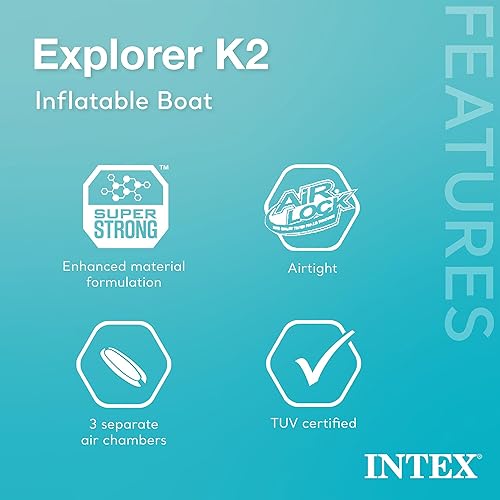 Miniatura 4 de Explorer K2 Kayak juego de kayak inflable para 2 personas con remos de aluminio bombas manuales y eléctricas