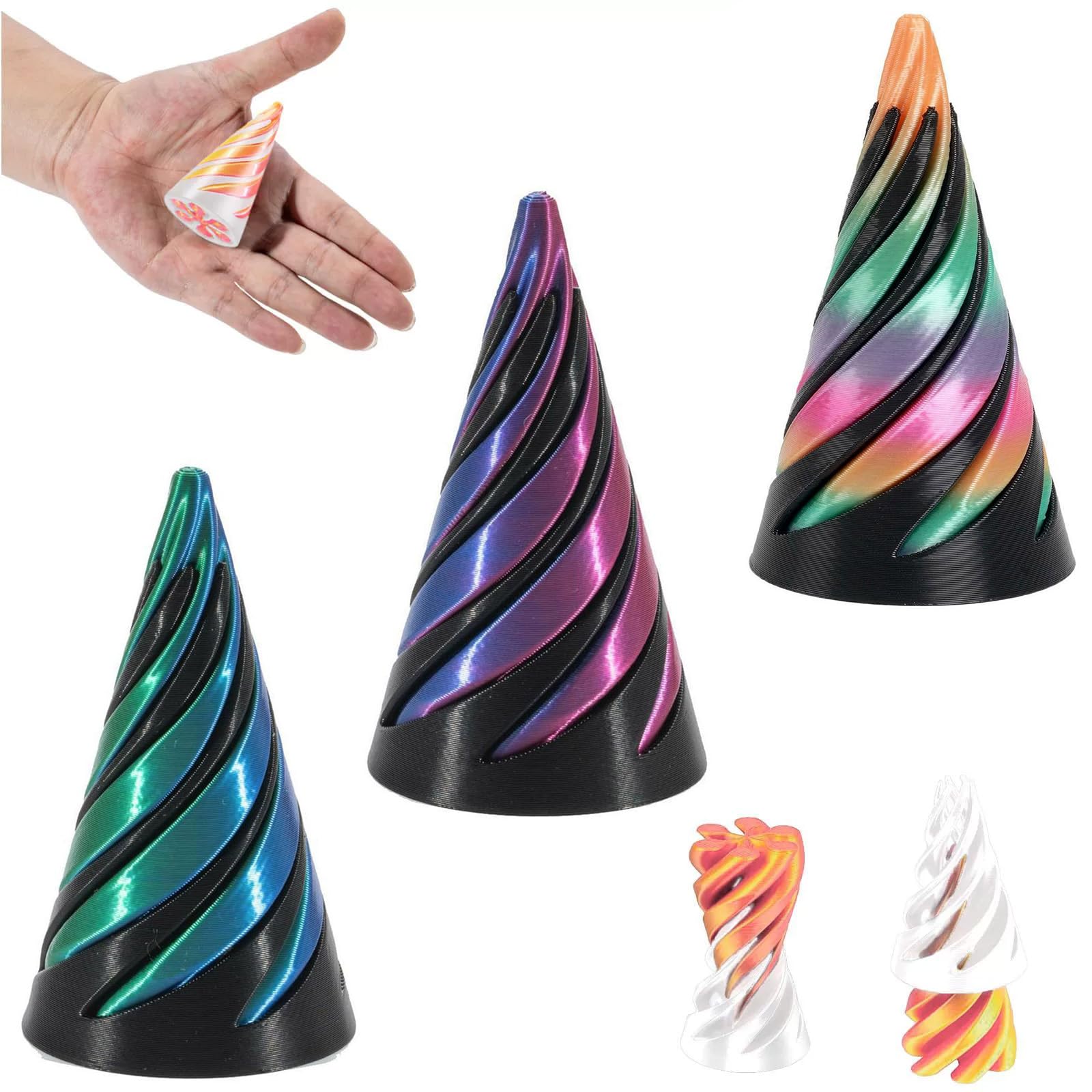 4-Pack Spiral Sensory Fidget Cones for Anxiety & Focus Relief, Durable ADHD Fidget Toys for Adults and Kids to Help with Stress Autism - Image 3